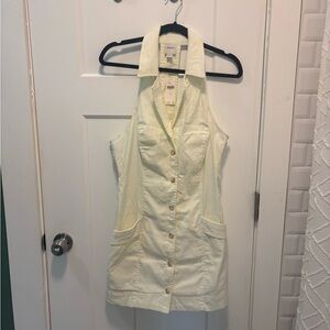 Maeve Amelia Cream Sleeveless Button-Down Shirt Dress size medium